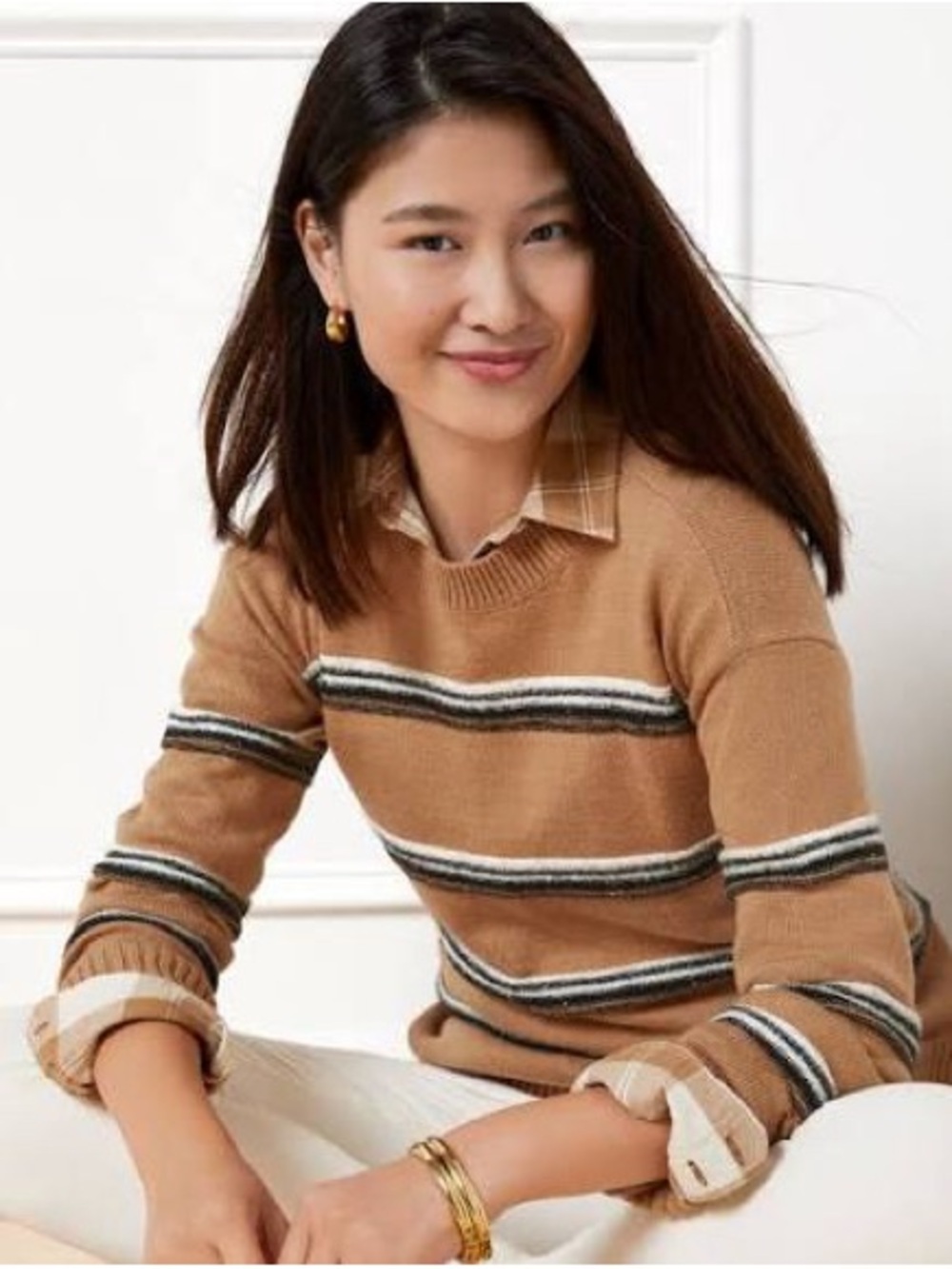TALBOTS | Twinkle Stripe Mock Neck Sweater